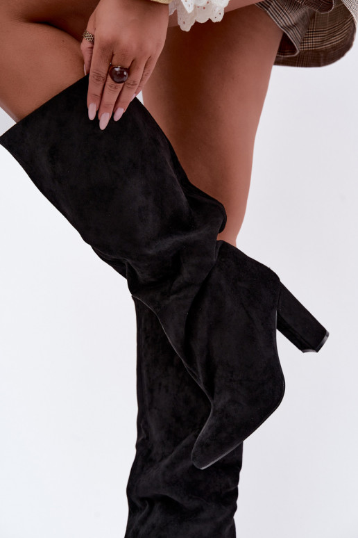 bottes hautes à enfiler avec talons en noir Emeline