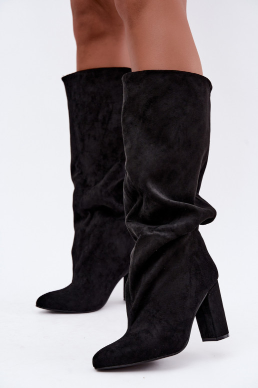 bottes hautes à enfiler avec talons en noir Emeline