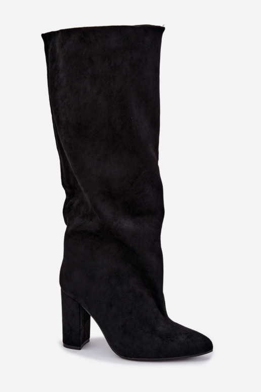 bottes hautes à enfiler avec talons en noir Emeline