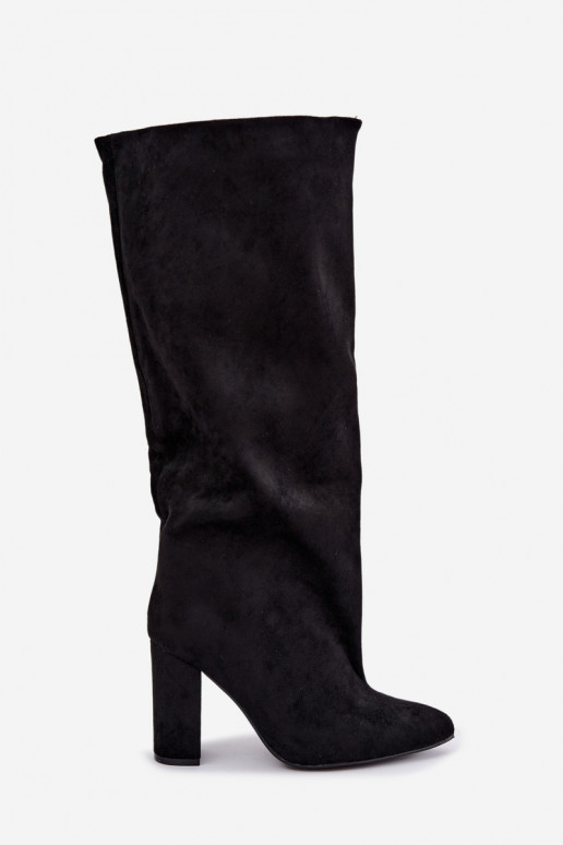 bottes hautes à enfiler avec talons en noir Emeline