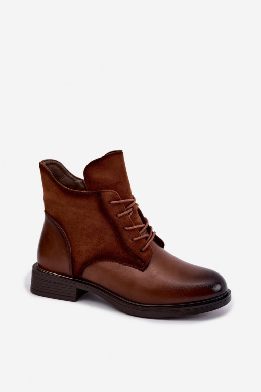 Bottines brunes avec talons larges Ismerae