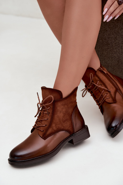 Bottines brunes avec talons larges Ismerae