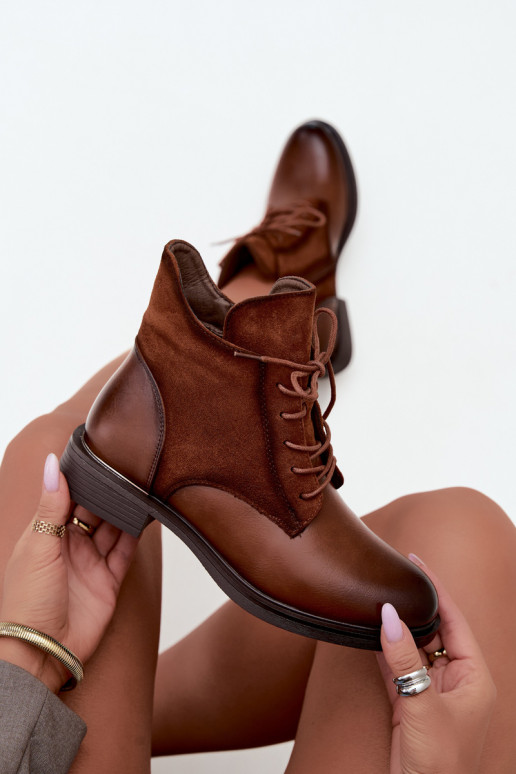 Bottines brunes avec talons larges Ismerae