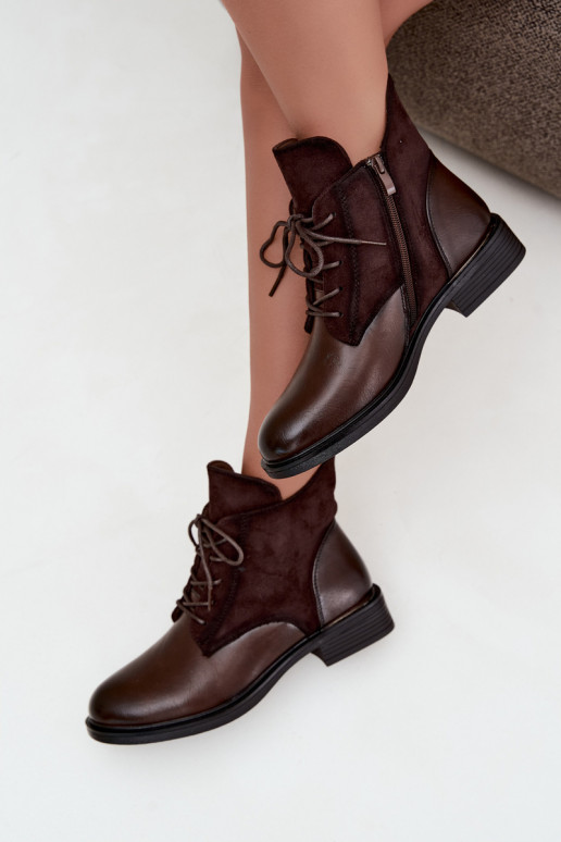 Bottines chocolat avec talons larges Ismerae