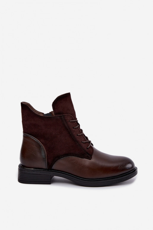 Bottines chocolat avec talons larges Ismerae