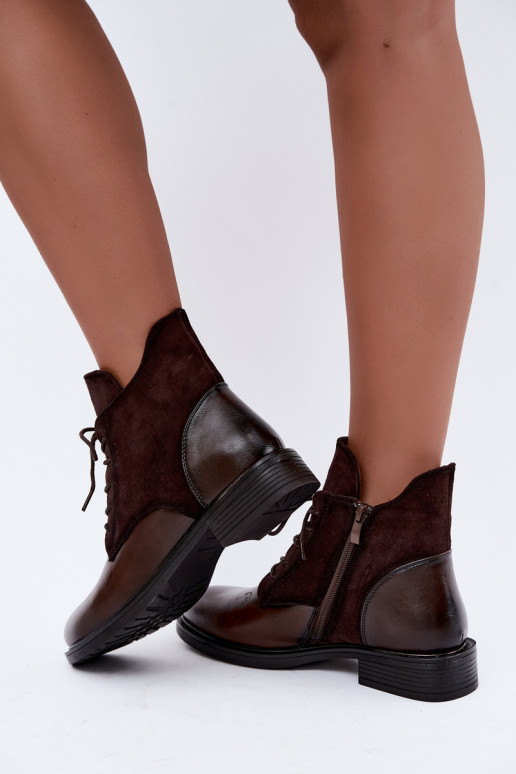 Bottines chocolat avec talons larges Ismerae