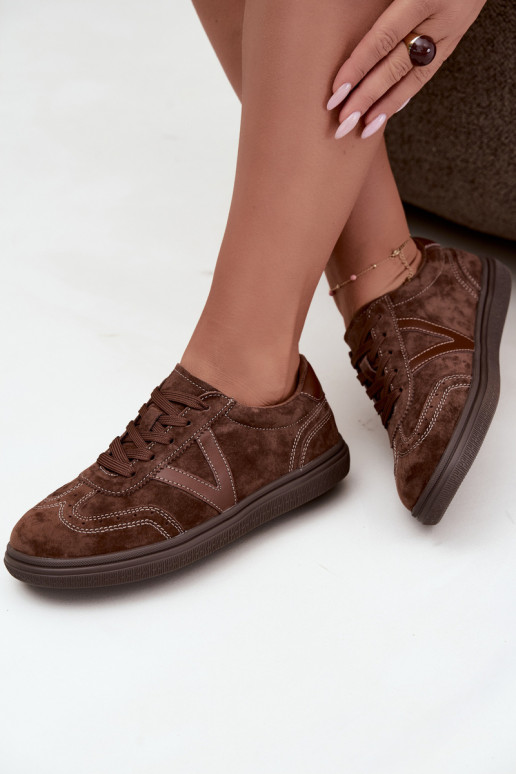 Sneakers en cuir et daim marron Cariva