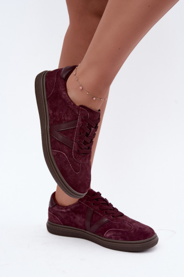 Sneakers en cuir et daim bordeaux Cariva 2