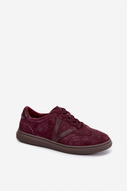 Sneakers en cuir et daim bordeaux Cariva