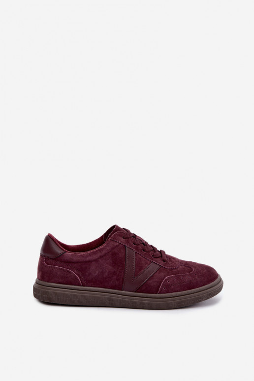 Sneakers en cuir et daim bordeaux Cariva
