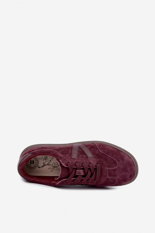 Sneakers en cuir et daim bordeaux Cariva