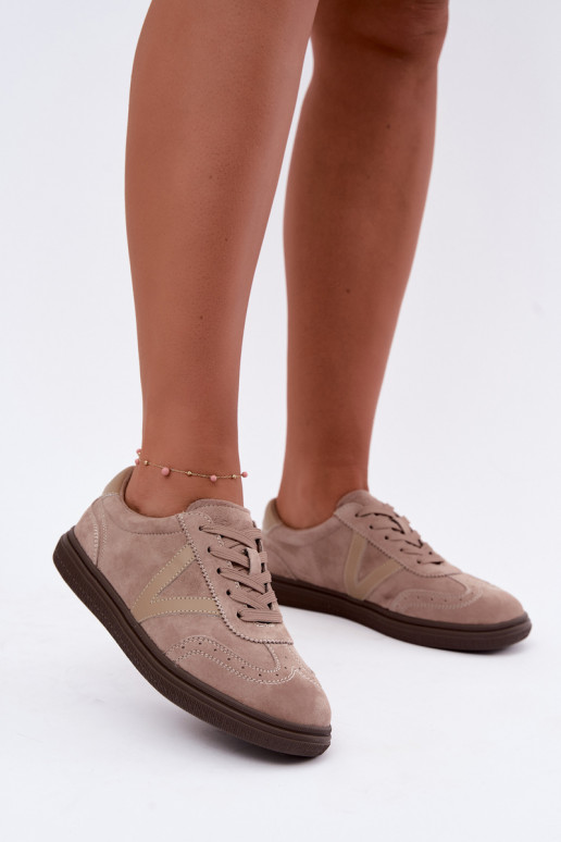 Sneakers en cuir et daim sable Cariva