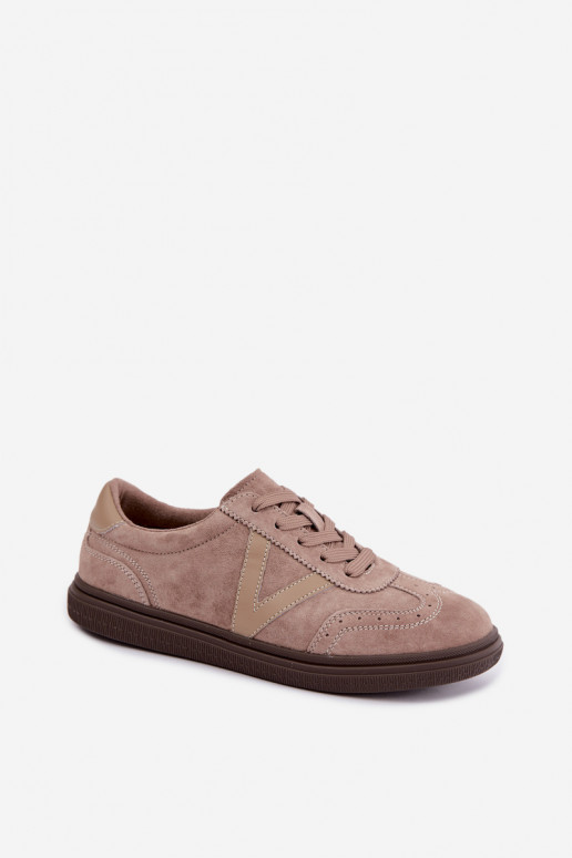 Sneakers en cuir et daim sable Cariva