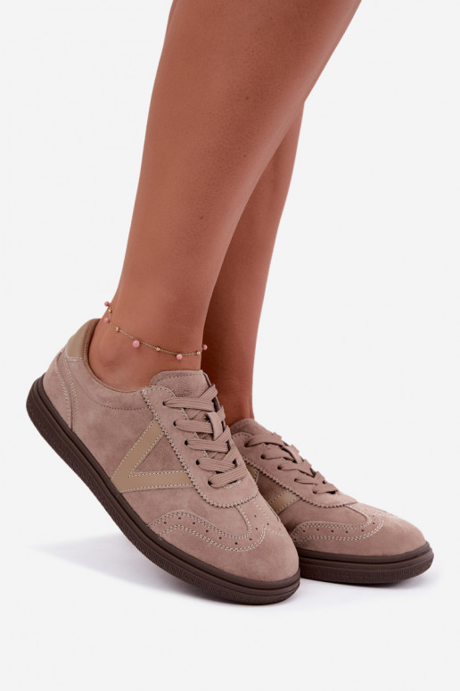Sneakers en cuir et daim sable Cariva