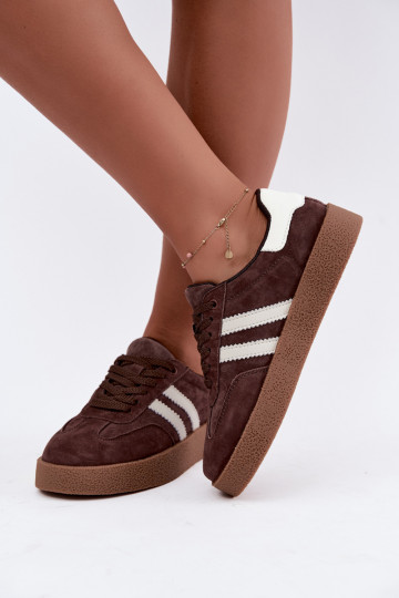 Sneakers en daim chocolat et blanc Bellmont