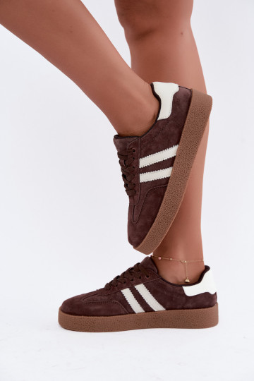 Sneakers en daim chocolat et blanc Bellmont 2