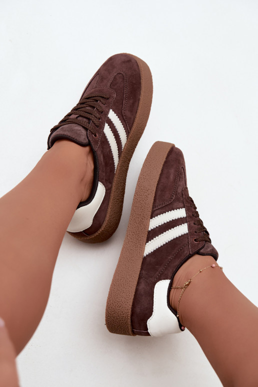 Sneakers en daim chocolat et blanc Bellmont
