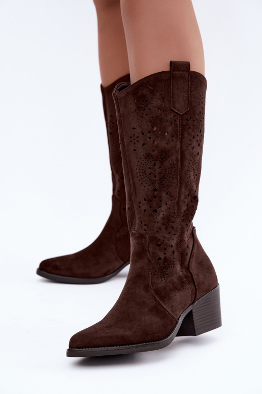 Bottes cowboy à talons découpées CzekoladoĮe Garena