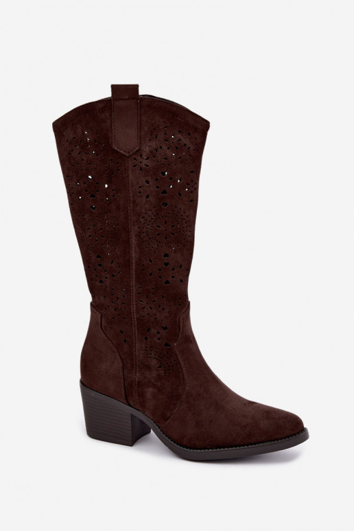 Bottes cowboy à talons découpées CzekoladoĮe Garena
