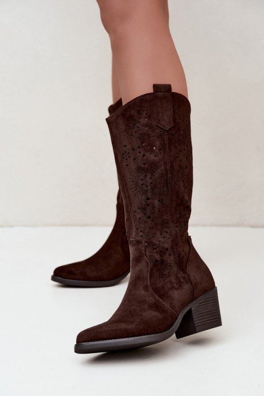 Bottes cowboy à talons découpées CzekoladoĮe Garena