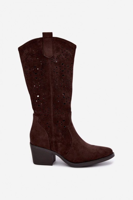 Bottes cowboy à talons découpées CzekoladoĮe Garena