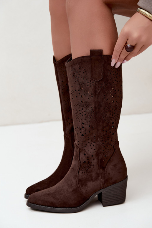 Bottes cowboy à talons découpées CzekoladoĮe Garena