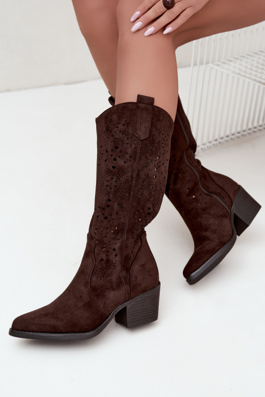 Bottes cowboy à talons découpées CzekoladoĮe Garena