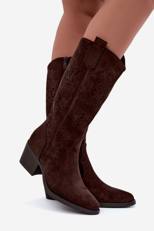 Bottes cowboy à talons découpées CzekoladoĮe Garena