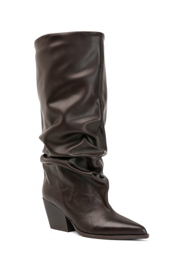Bottes hautes pour femmes avec tige courbée et talons en couleur chocolat Durela 2