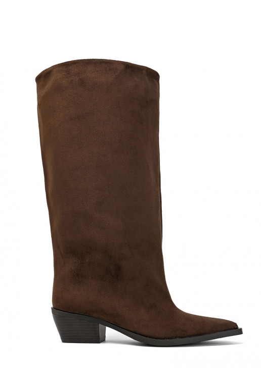 Bottines à talons en suède synthétique marron Casella
