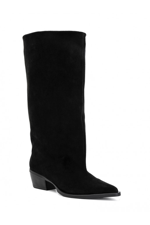 bottes montantes à enfiler avec talons en daim synthétique noir Casella