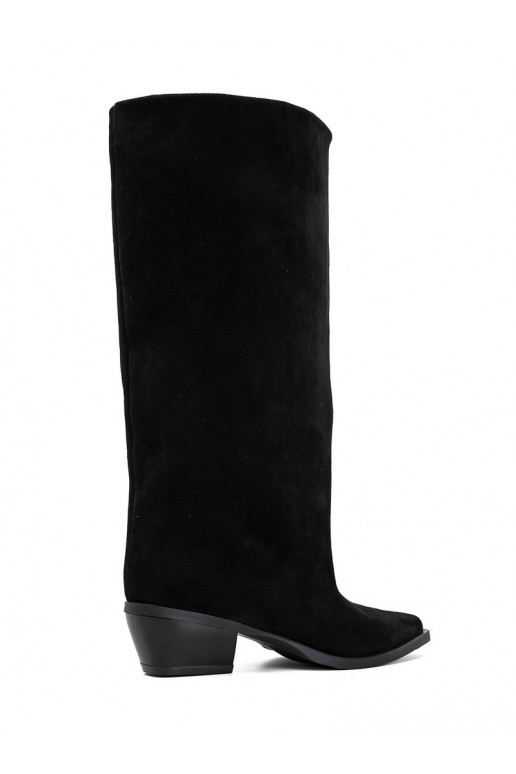 bottes montantes à enfiler avec talons en daim synthétique noir Casella