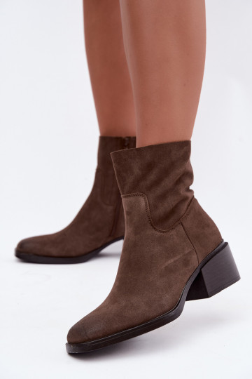 Bottines pour femmes en daim marron Iveris
