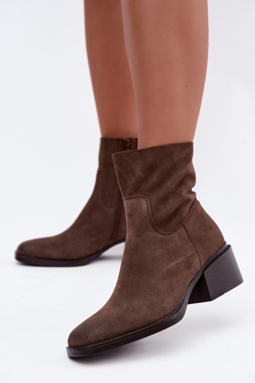 Bottines pour femmes en daim marron Iveris