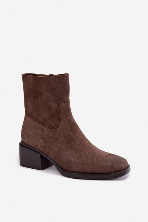 Bottines pour femmes en daim marron Iveris
