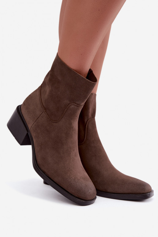 Bottines pour femmes en daim marron Iveris