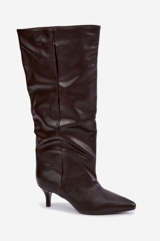 Bottines à talons en suède synthétique chocolat Desya