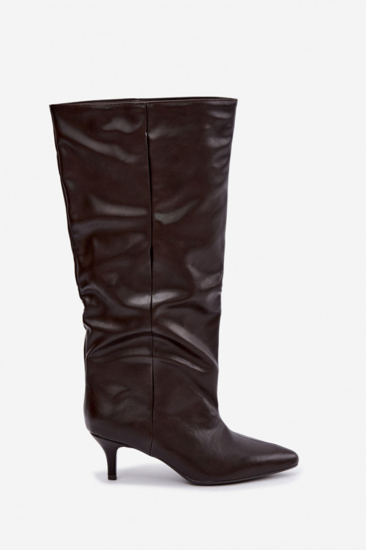 Bottines à talons en suède synthétique chocolat Desya
