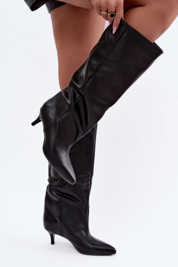 Bottines à talons en suède synthétique noir Desya
