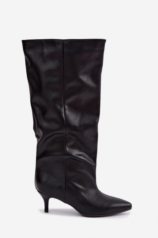 Bottines à talons en suède synthétique noir Desya