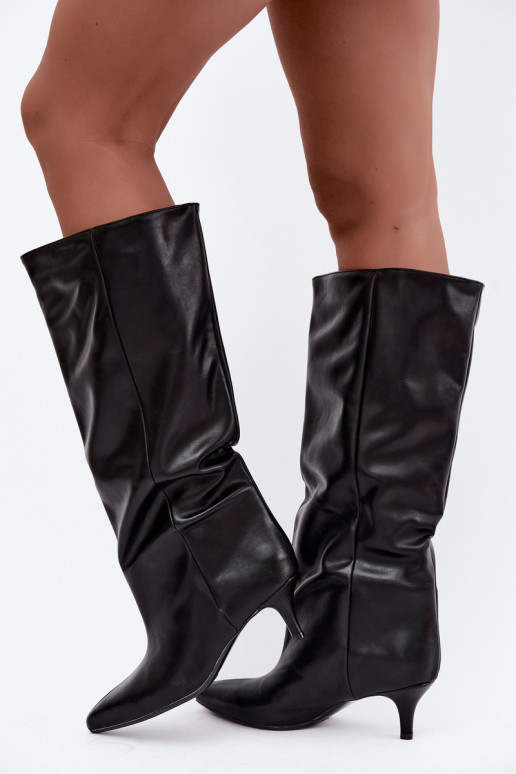Bottines à talons en suède synthétique noir Desya