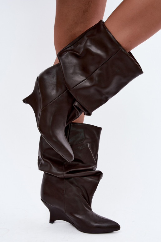 Bottines slouchy avec plateforme en chocolat Ilyna