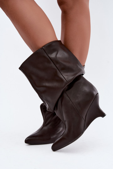 Bottines slouchy avec plateforme en chocolat Ilyna 2
