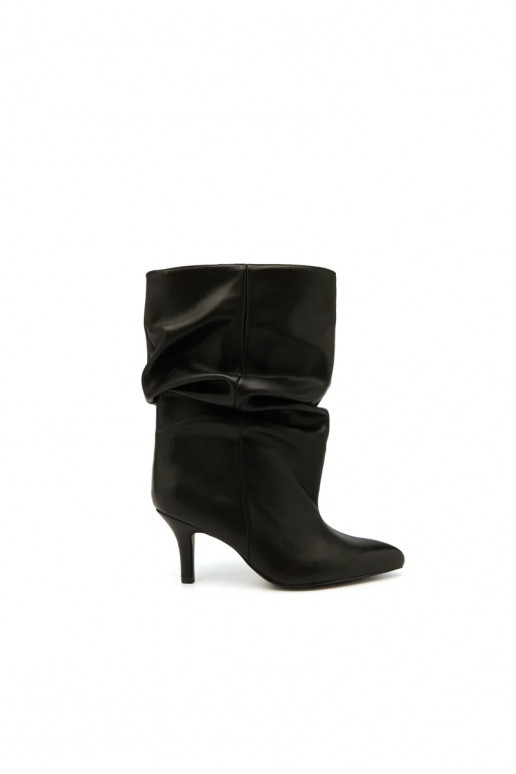 Bottines slouchy à talons en noir Gelra
