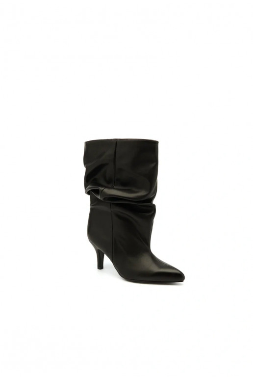 Bottines slouchy à talons en noir Gelra