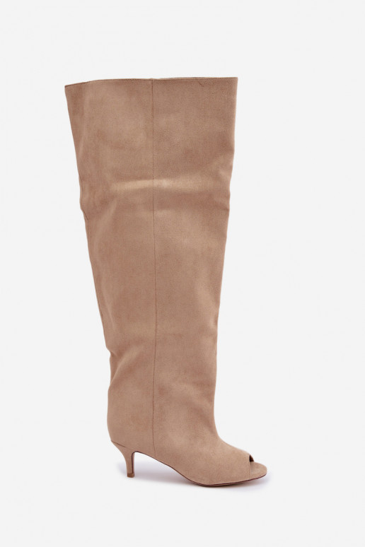 Bottes hautes avec tige haute et bouts ouverts en sable Henya