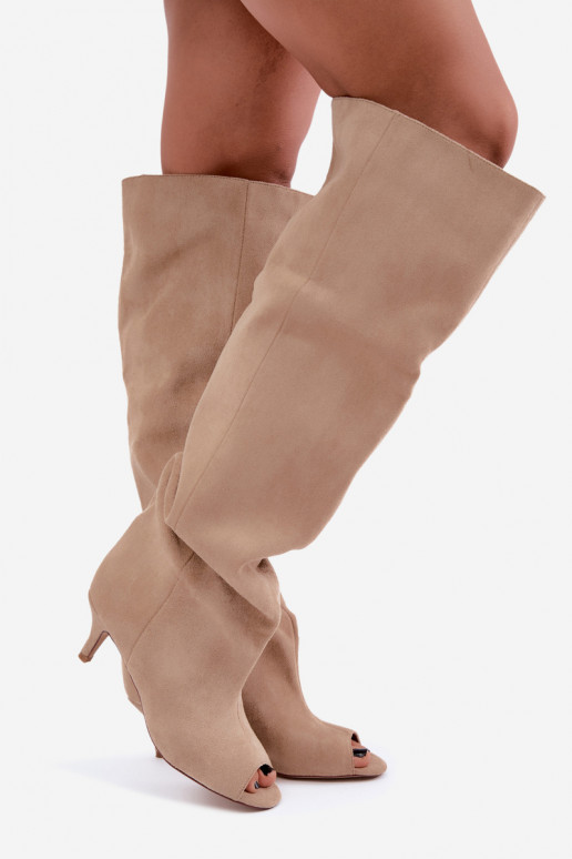 Bottes hautes avec tige haute et bouts ouverts en sable Henya