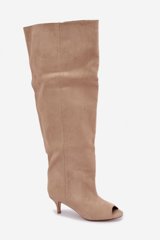 Bottes hautes avec tige haute et bouts ouverts en sable Henya