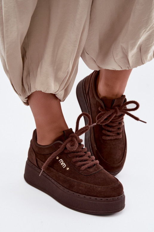 Baskets en daim avec plateforme en chocolat Teysa
