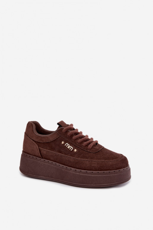 Baskets en daim avec plateforme en chocolat Teysa